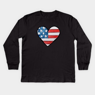 American Flag Heart Kids Long Sleeve T-Shirt